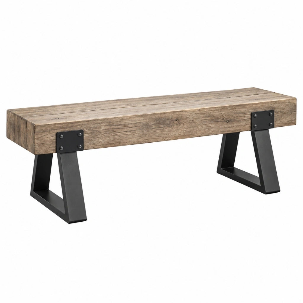 Panca 120 x 35 x 45 cm in legno marrone e metallo nero stile industriale