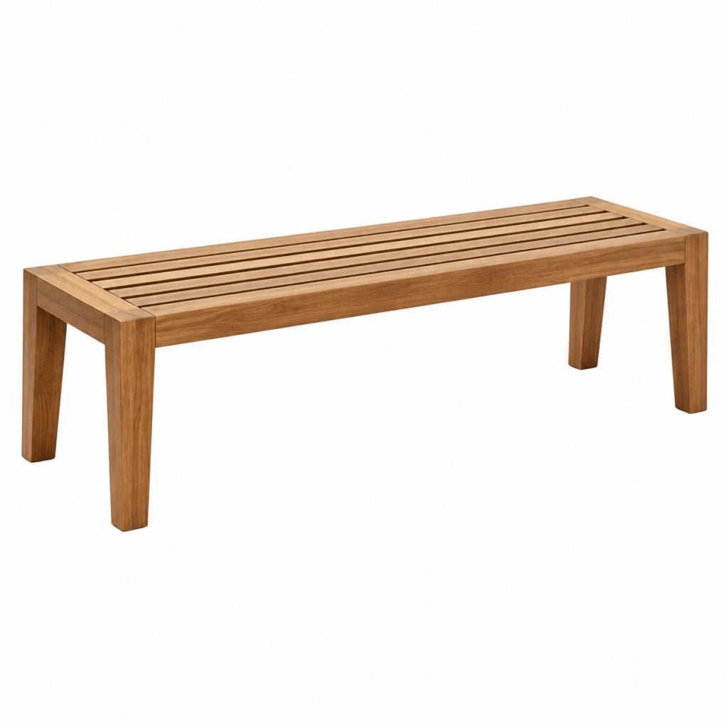 Panca da giardino 120 x 40 x 45 cm in legno massello marrone a doghe stile moderno