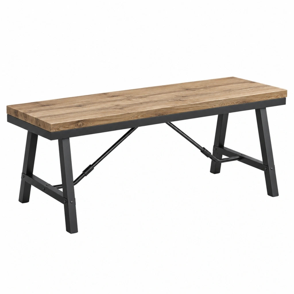 Panca 180 x 40 x 45 cm in legno marrone e metallo nero - stile industriale per sala da pranzo