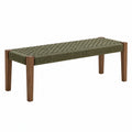Panca 120 x 40 x 45 cm in legno e corda intrecciata verde stile naturale