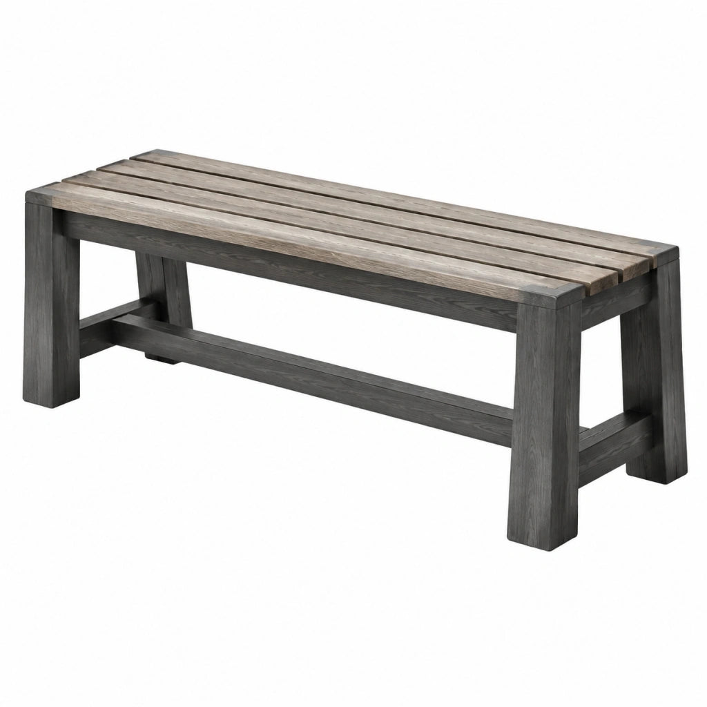 Panca da giardino 180 x 40 x 45 cm in legno grigio marrone con seduta a doghe stile rustico