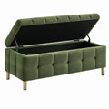 Panca contenitore 120 x 45 x 50 cm in tessuto verde - imbottita con vano portaoggetti