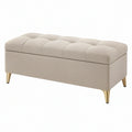 Panca contenitore 100 cm in tessuto beige con gambe dorate stile moderno