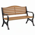 Panchina da giardino 125 cm in legno e metallo marrone e nero stile classico