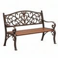 Panca da giardino 120 x 60 x 95 cm in ferro marrone con schienale decorativo
