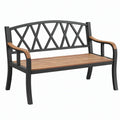 Panchina da giardino 120 x 60 x 88 cm in metallo e legno marrone/nero - schienale a croce