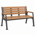 Panchina da giardino 120 x 65 x 85 cm in legno e metallo marrone nera con braccioli