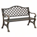 Panca da giardino 122 x 61 x 91 cm in metallo bronzo scuro - schienale traforato classico