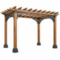 Pergola da giardino 300 x 300 x 240 cm in legno marrone e metallo nero - struttura ombreggiante classica