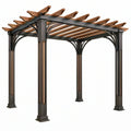 Pergola 300 x 300 x 250 cm in metallo e legno nero marrone per esterno