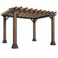 Pergola da giardino 300 x 300 x 250 cm in metallo e legno nero/marrone stile moderno