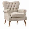 Poltrona 80 x 85 x 105 cm in tessuto beige con schienale capitonné per soggiorno