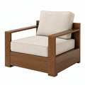 Poltrona 80 x 85 x 85 cm in legno marrone e tessuto beige - stile moderno