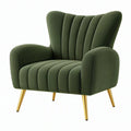 Poltrona 80 x 85 x 100 cm in tessuto verde con gambe metalliche dorate - stile moderno