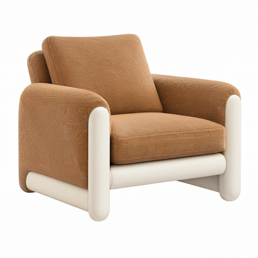 Poltrona 90 x 85 x 82 cm in tessuto marrone con struttura bianca - stile moderno per soggiorno