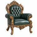 Poltrona 90 x 85 x 125 cm in legno e rivestimento verde scuro stile barocco