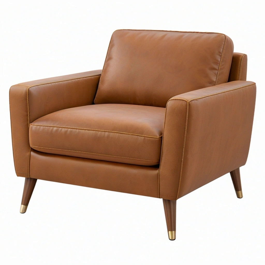 Poltrona 90 x 85 x 88 cm in similpelle marrone - stile moderno per soggiorno