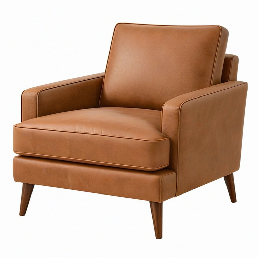 Poltrona 85 x 90 x 92 cm in similpelle marrone stile moderno con braccioli