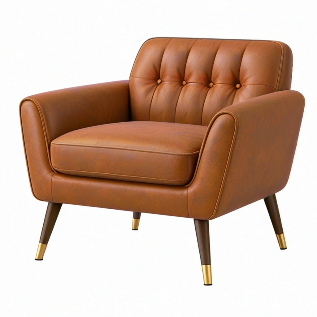 Poltrona 85 x 82 x 88 cm in similpelle marrone stile moderno con schienale capitonné