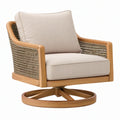 Poltrona girevole 78 x 82 x 84 cm in legno e tessuto beige stile naturale