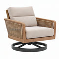 Poltrona girevole 78 x 82 x 85 cm in legno e rattan beige stile naturale