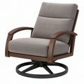 Poltrona girevole 78 x 85 x 98 cm in tessuto grigio e legno marrone per soggiorno stile moderno